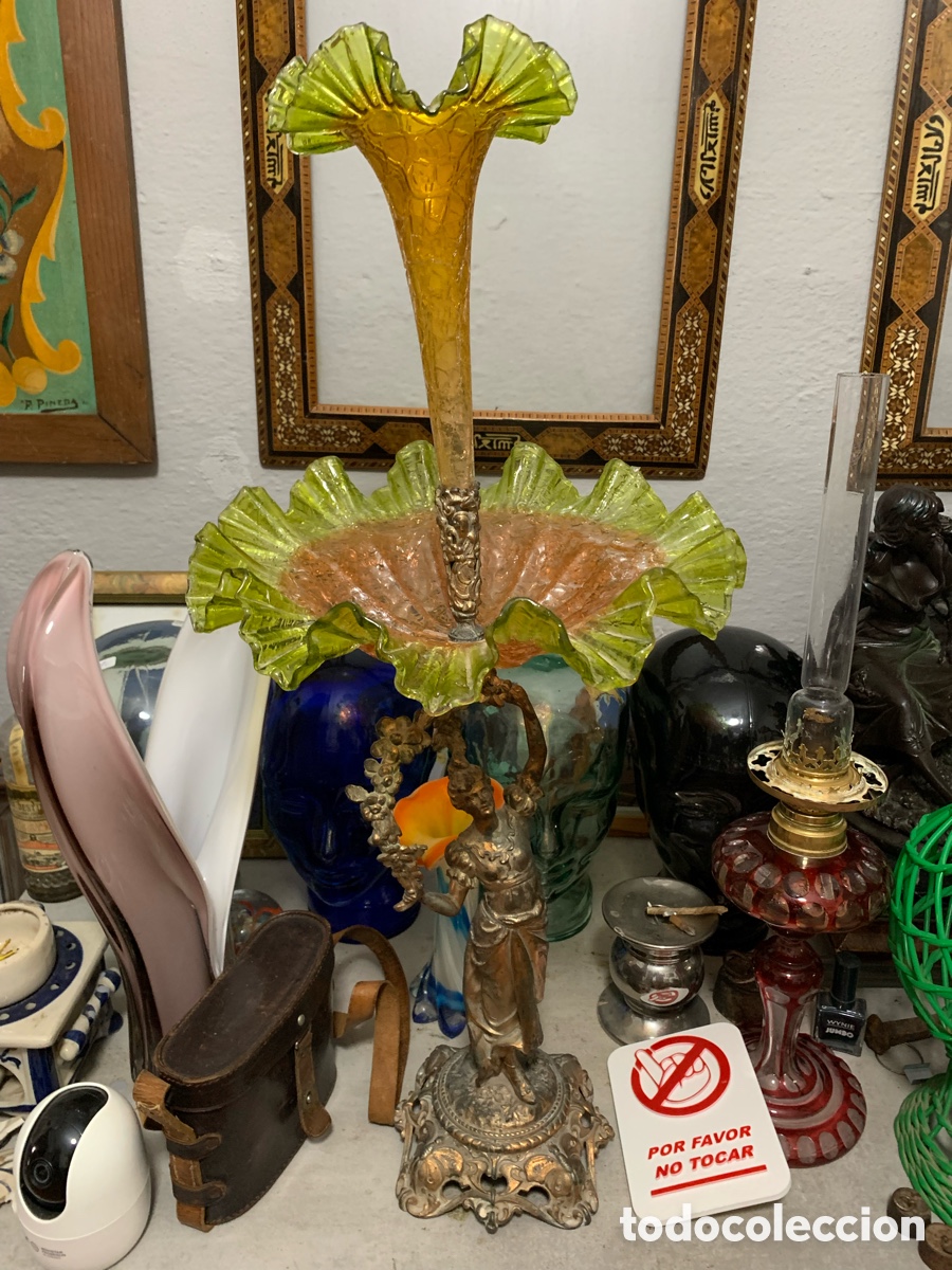 Antig&uuml;edades: Centro mesa frutero violetero art noveau 70 cm ver fotos