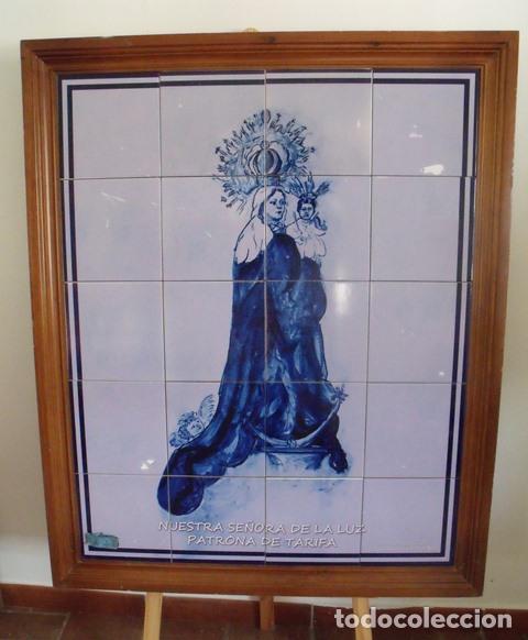 Antig&uuml;edades: Retablo Cer&aacute;mico 20 Azulejos Virgen de la Luz - Patrona de Tarifa 94x104 cm