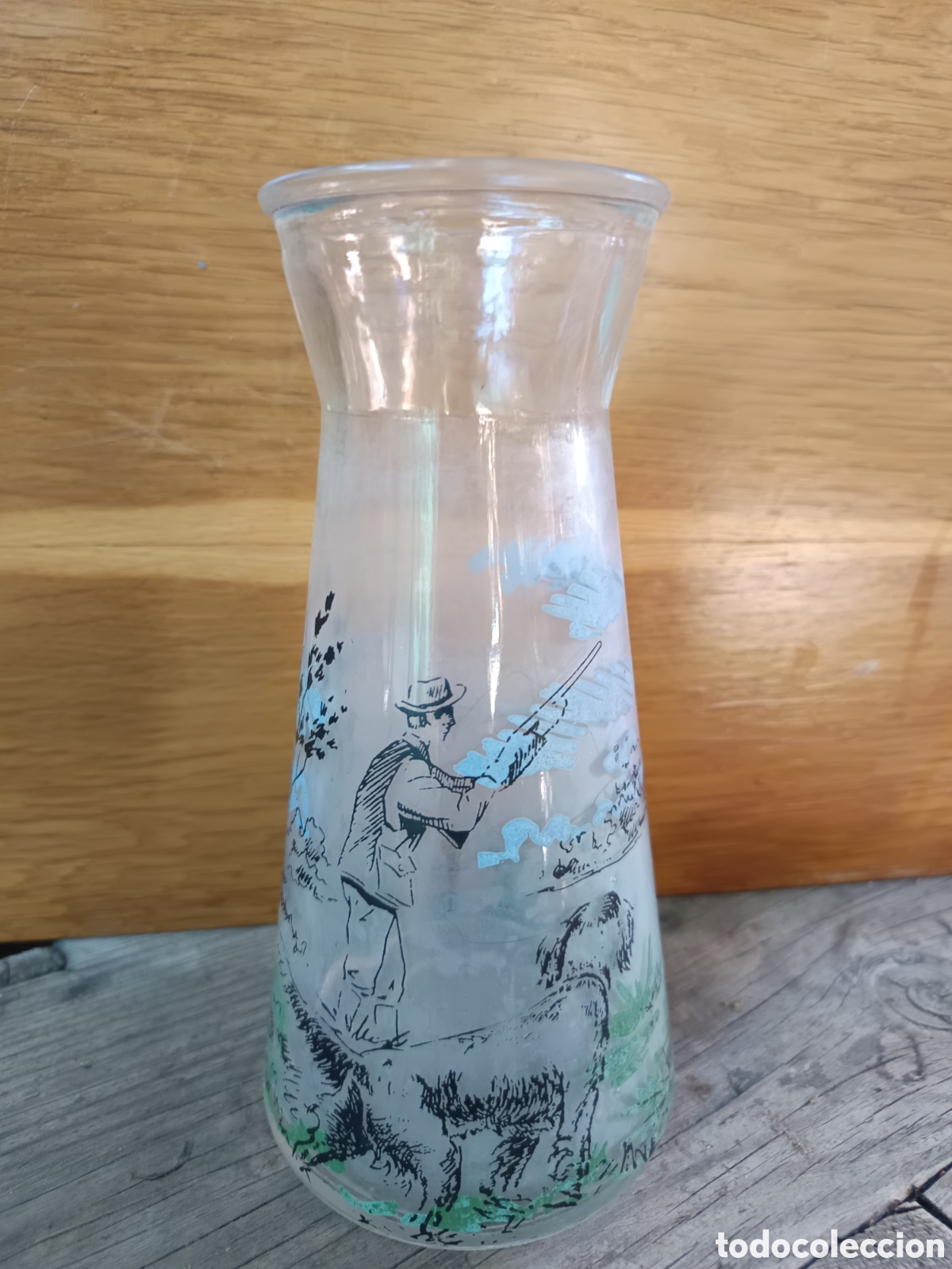 Antig&uuml;edades: Botella medidor de cristal pintado a mano