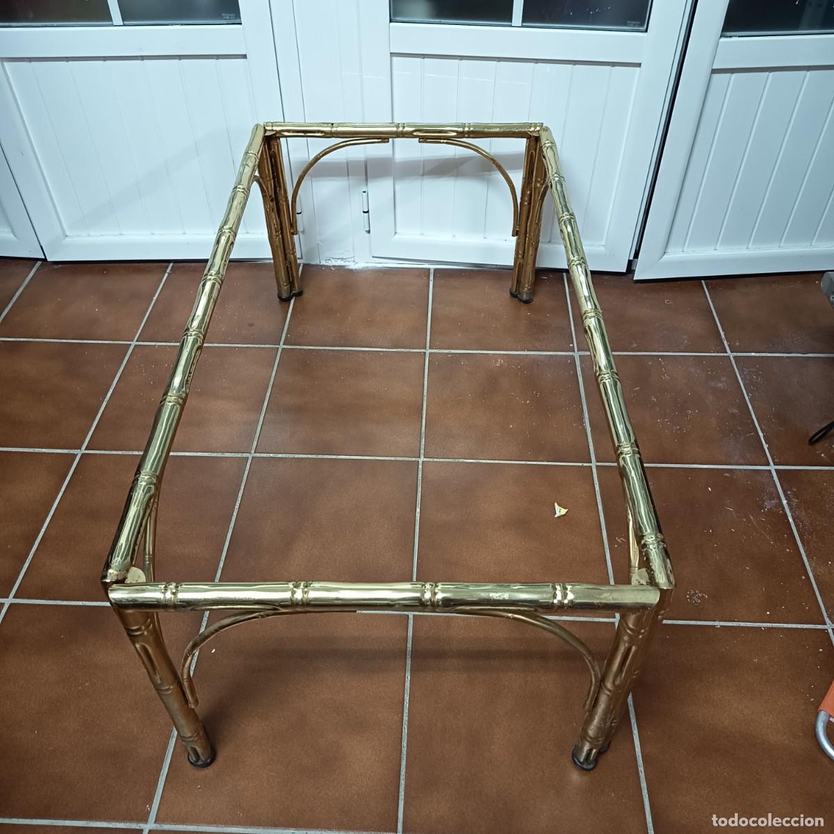 Antig&uuml;edades: Mesa de centro dorada imitaci&oacute;n bamb&uacute; - Foto 6