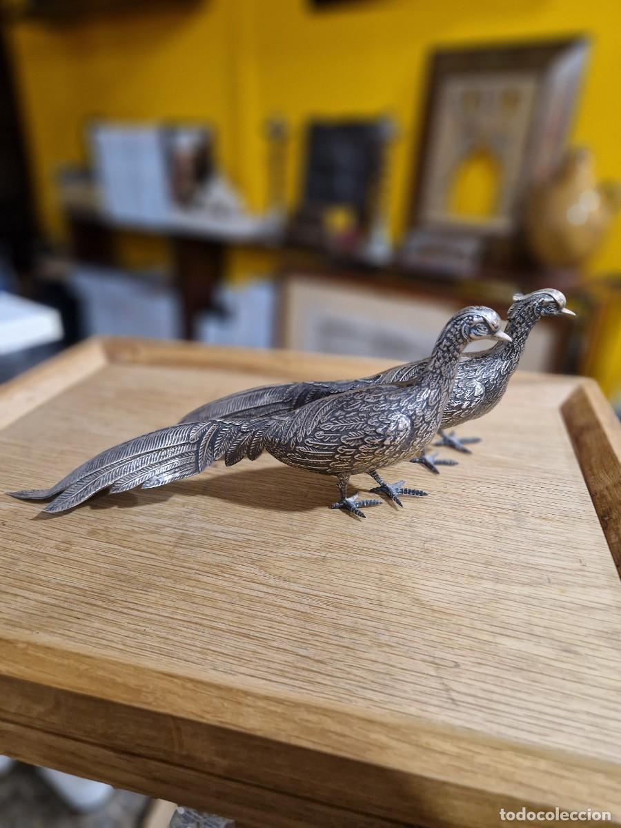 Antig&uuml;edades: Pavo y pava de plata de ley. - Foto 5