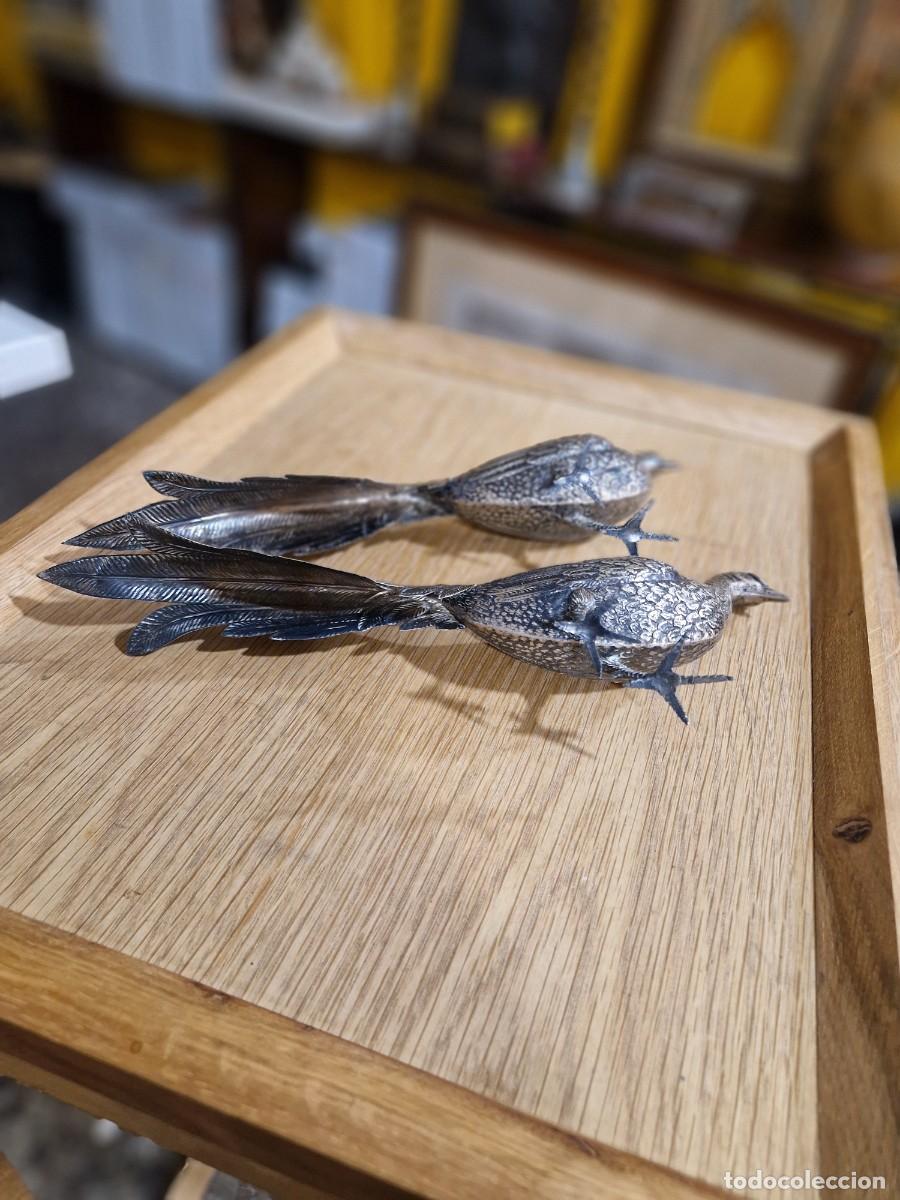 Antig&uuml;edades: Pavo y pava de plata de ley. - Foto 7