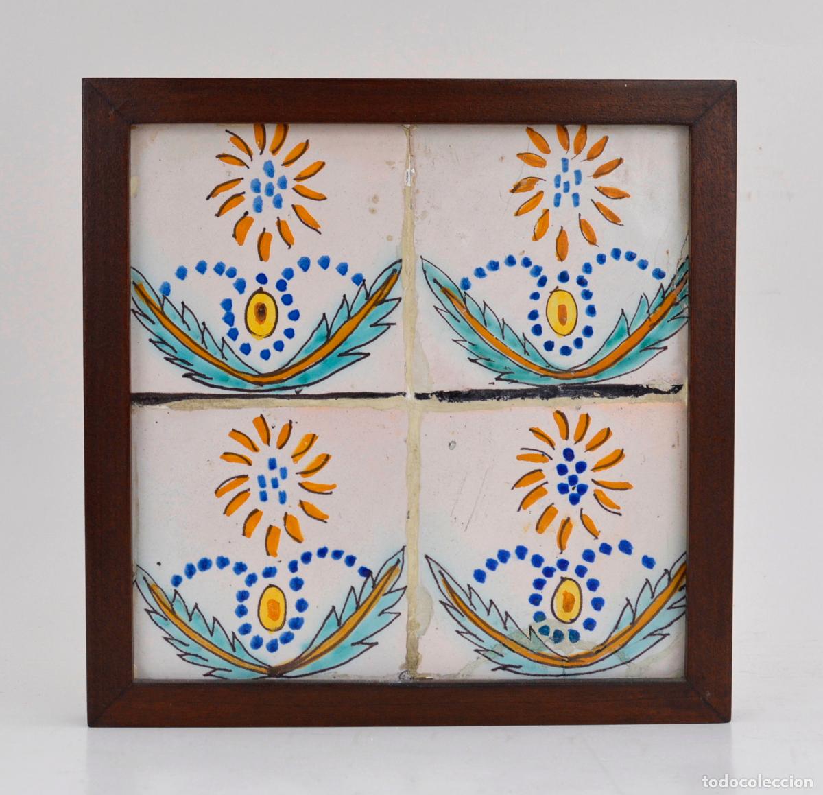Antig&uuml;edades: Plaf&oacute;n de azulejos enmarcados siglo XVIII.