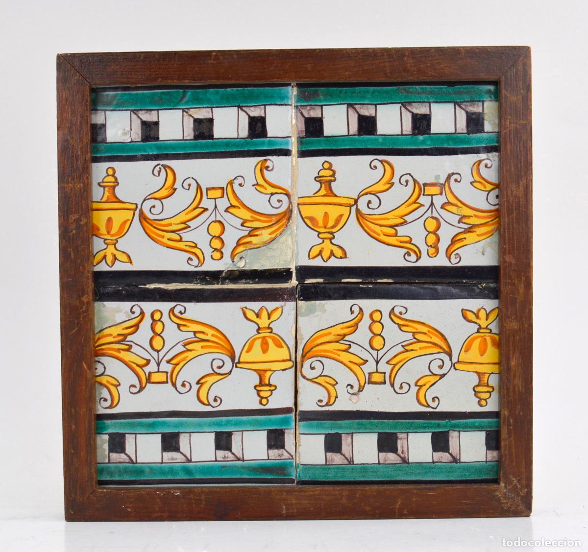 Antig&uuml;edades: Plaf&oacute;n de azulejos enmarcados siglo XVIII.