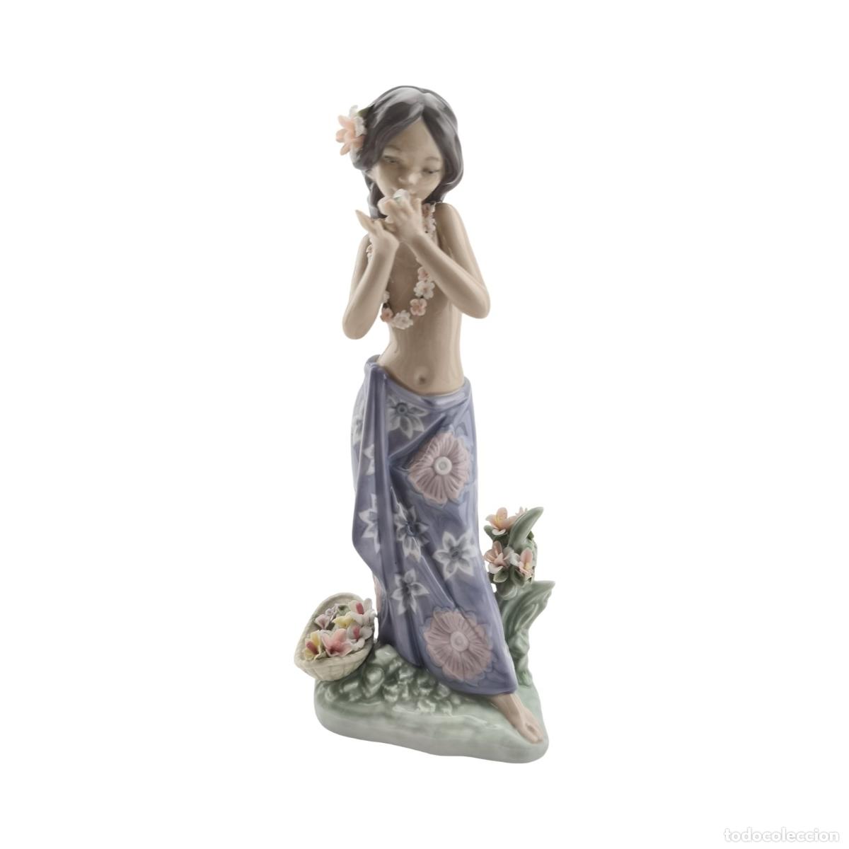 Antig&uuml;edades: Figura Porcelana Lladr&oacute; - Hawaiana. &rdquo;Aroma de las islas&rdquo; - Ref. 1480 - &copy; DAISA 1985.