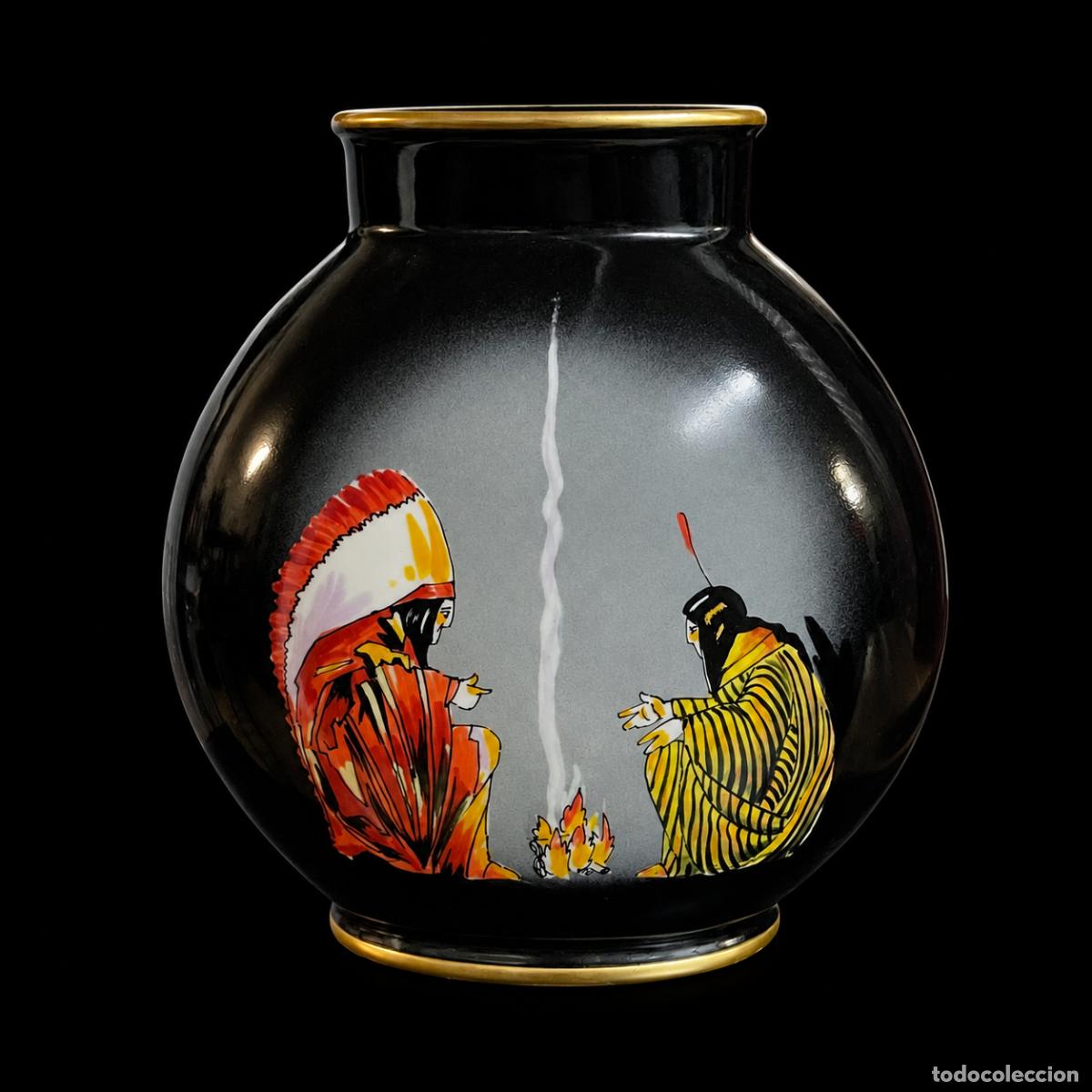 Antiques: Jarr&oacute;n Art D&eacute;co franc&eacute;s de porcelana de Limoges, firmado (c. 1925)