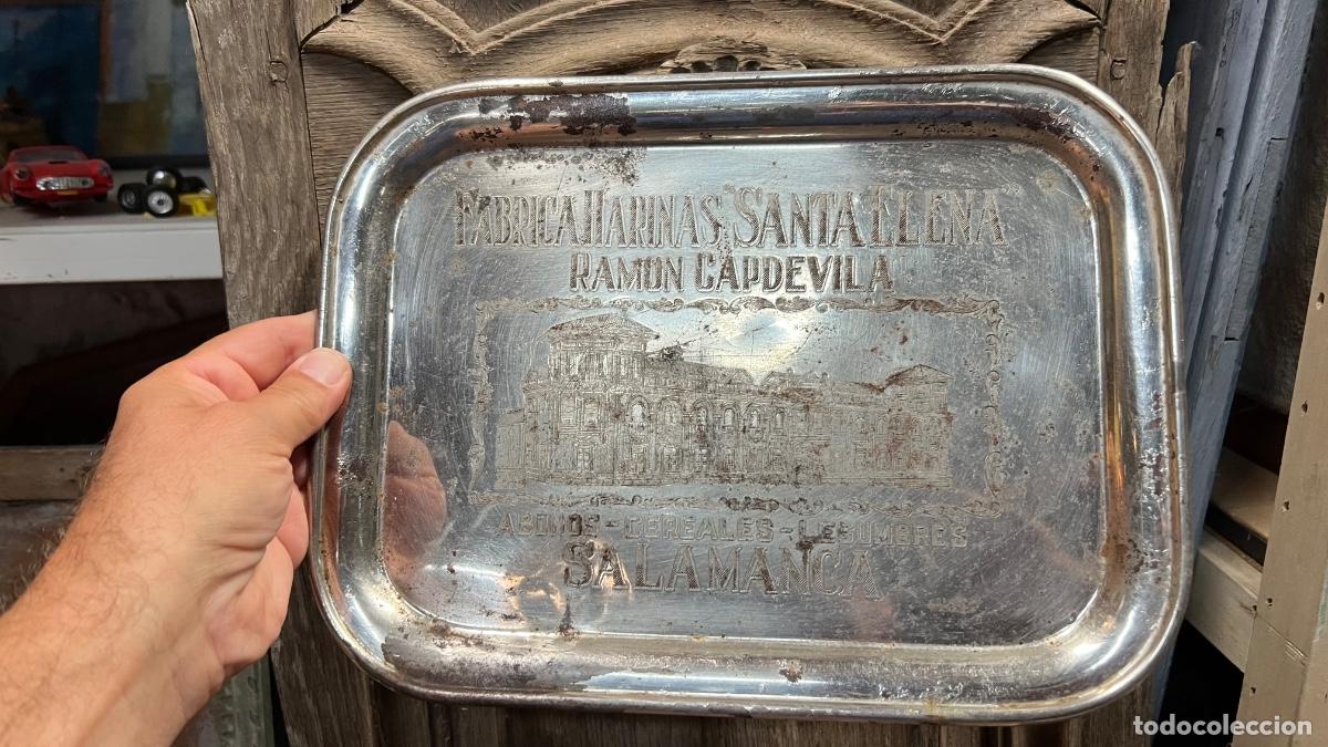 Antig&uuml;edades: Bandeja publicitaria comercial s 19 20 fbca harinas sta helena capdevila Salamanca 22,5x30,5cms