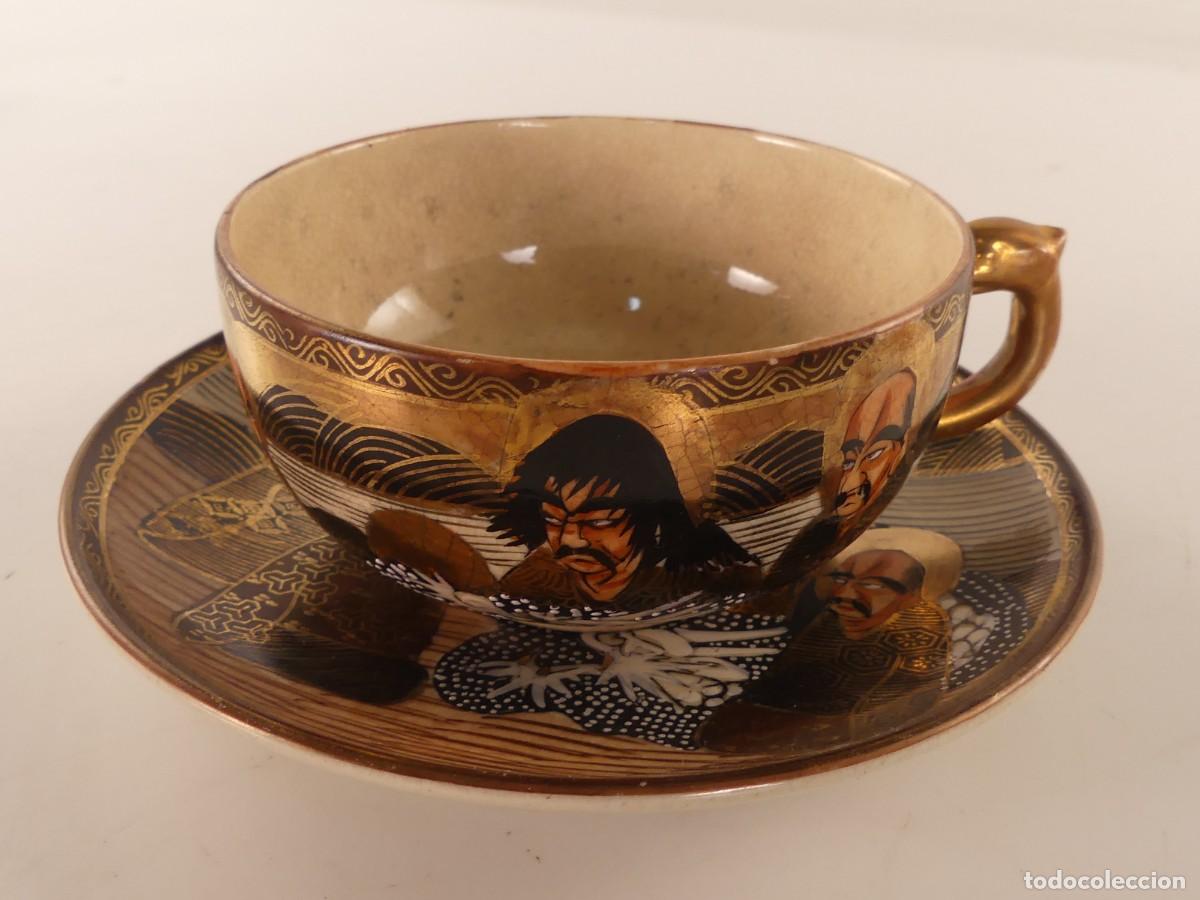 Oggetti Antichi: JUEGO DE TAZA Y PLATO DE PORCELANA JAPONESA SATSUMA