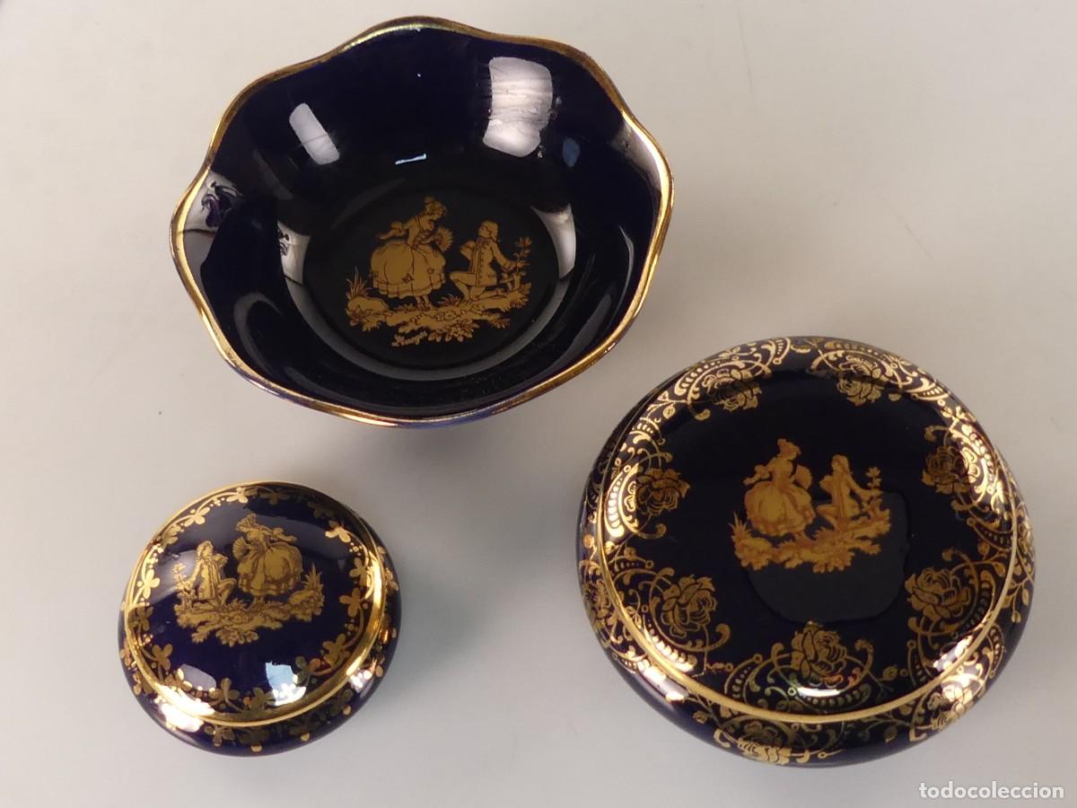 Antiques: JUEGO DE 2 CAJAS Y 1 CUENCO DE PORCELANA LIMOGE FRANCIA