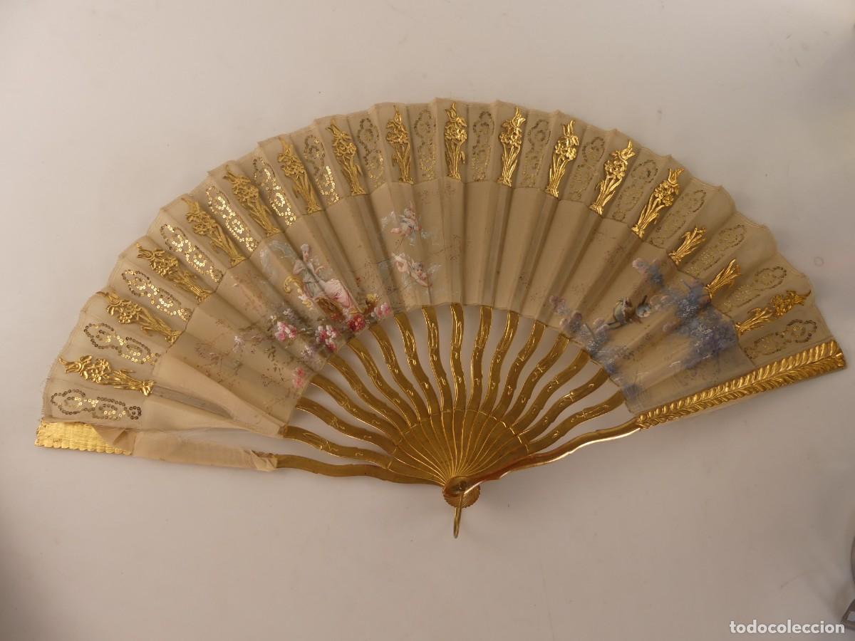 Antiquit&eacute;s: PRECIOSO ABANICO DECORADO A MANO OBJETO DE COLECCION