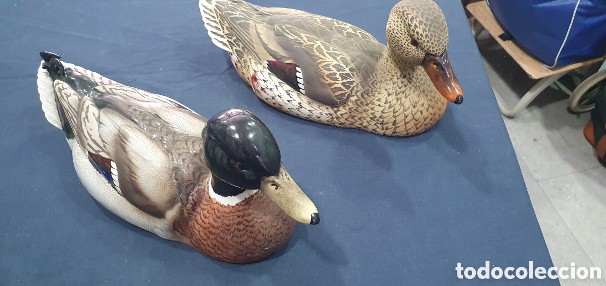 Oggetti Antichi: Pareja de patos en ceramica pintada a mano de C. Martinu. (L136)