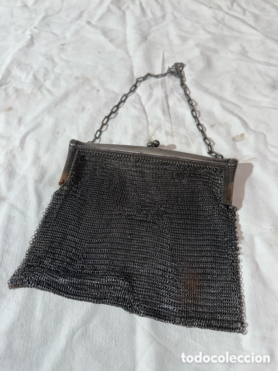 Antiquit&eacute;s: Bolso en metal plateado s XIX