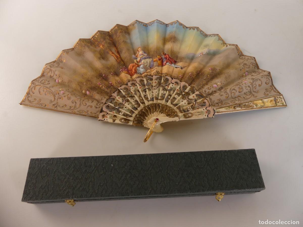 Antiques: PRECIOSO ABANICO DECORADO A MANO OBJETO DE COLECCION