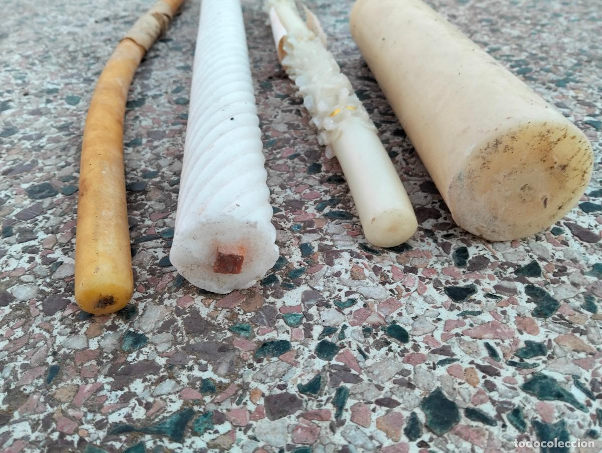 Antiques: Lote 4 velas antiguas grandes de iglesia o para procesi&oacute;n trabajadas de los a&ntilde;os 40-50