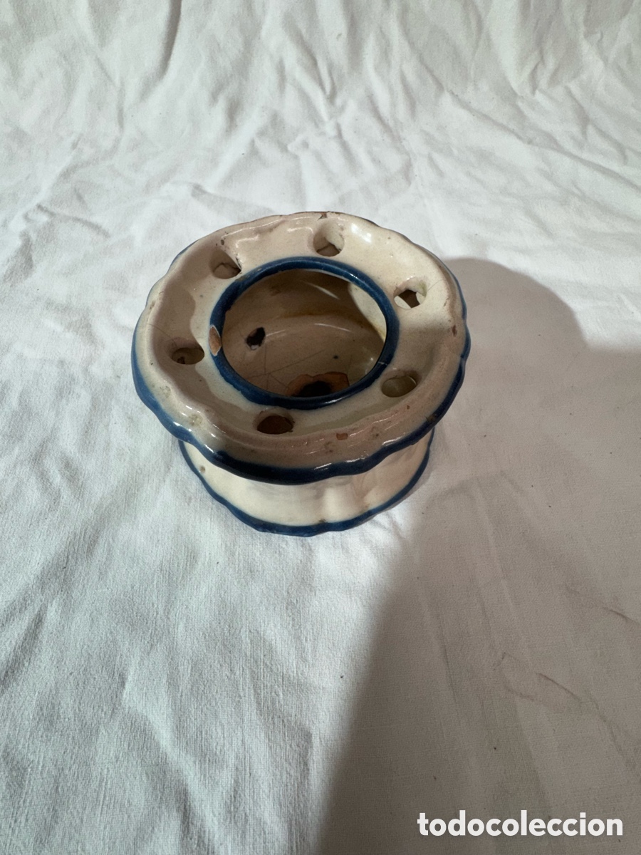 Antiquit&eacute;s: Tintero en ceramica de Ribesalbes s XIX
