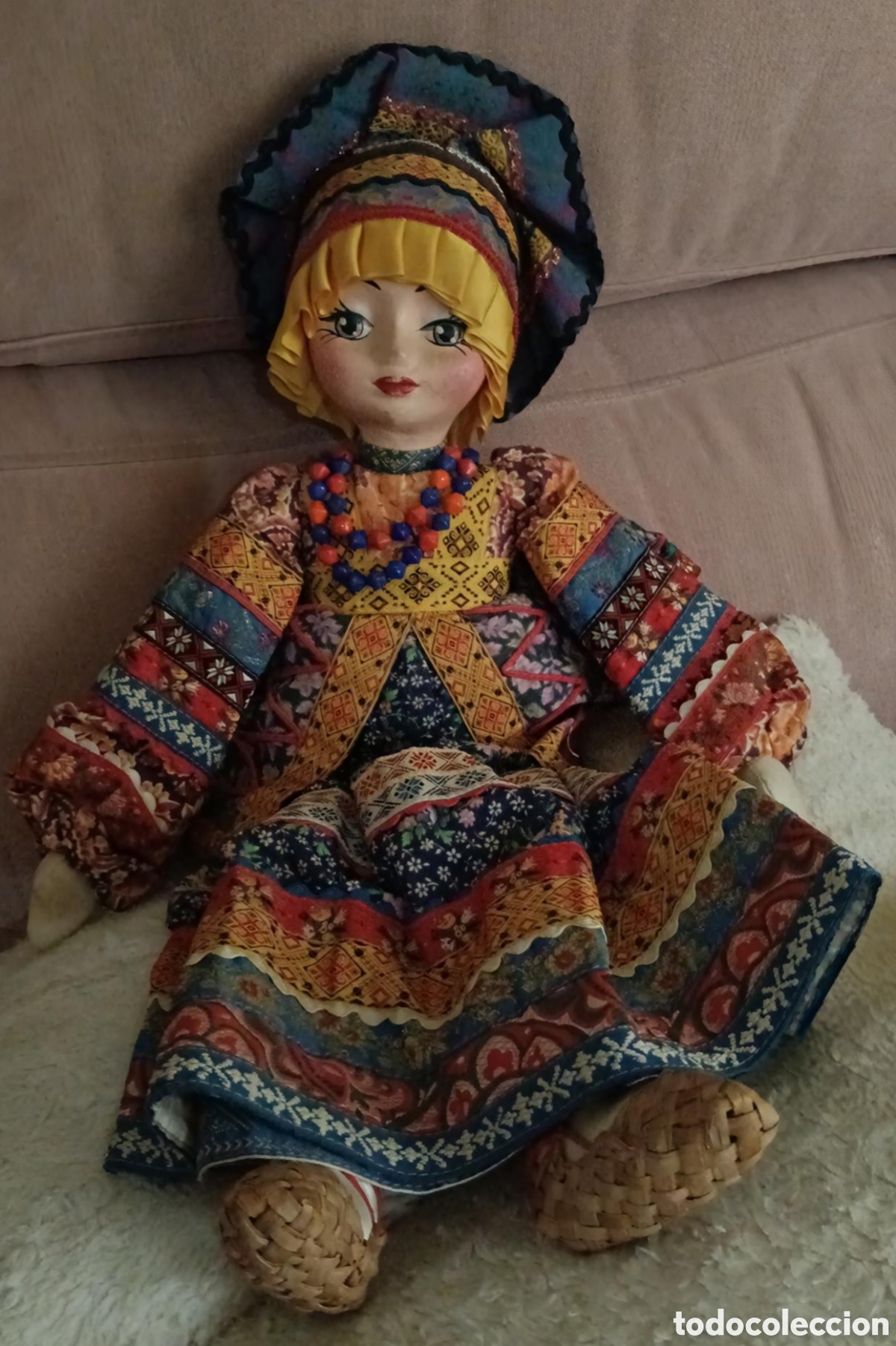 Antig&uuml;edades: Mu&ntilde;eca folcl&oacute;rica rusa Gobernaci&oacute;n Tula 56 cm 90'