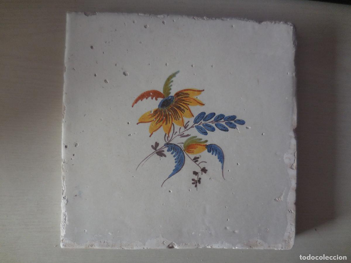 Antig&uuml;edades: AZULEJO. RAMILLETE FLORAL. VALENCIA. PRINCIPIO SIGLO XIX. ORIGINAL&iexcl;&iexcl;&iexcl;