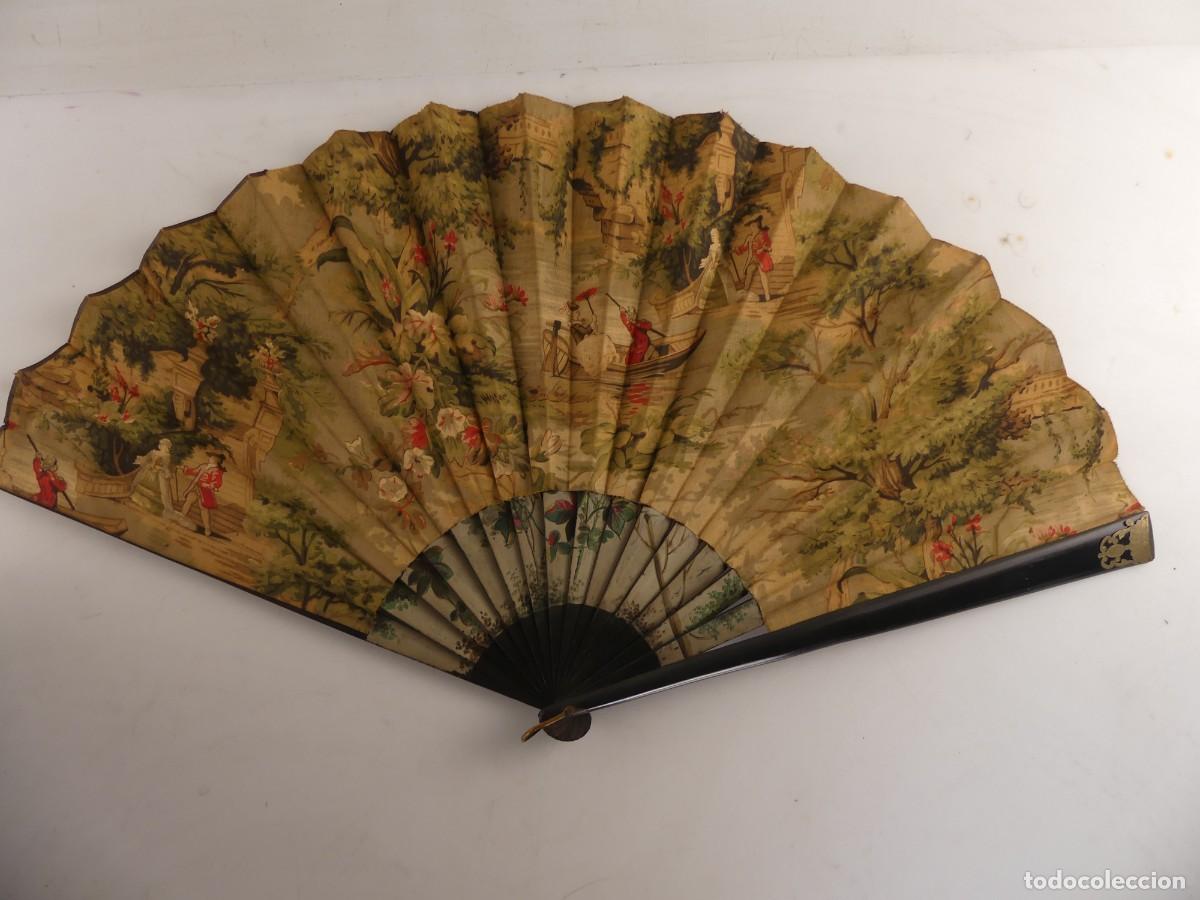 Antiquit&eacute;s: PRECIOSO ABANICO DECORADO A MANO OBJETO DE COLECCION