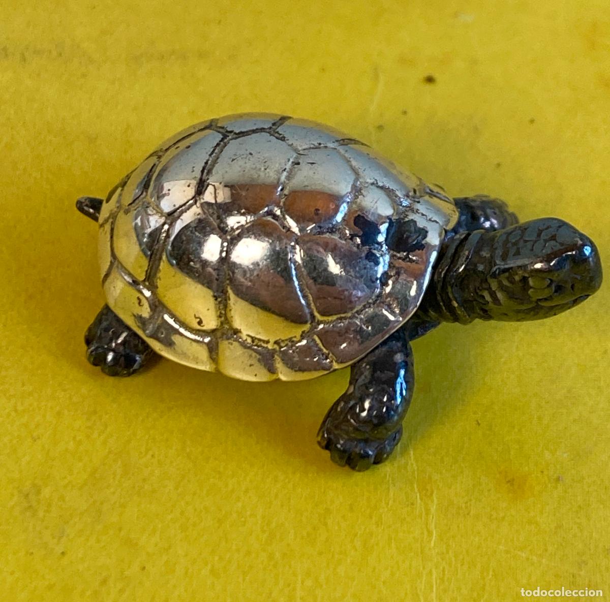 Antiquit&eacute;s: PEQUE&Ntilde;A TORTUGA EN PLATA, MARCA DE 925