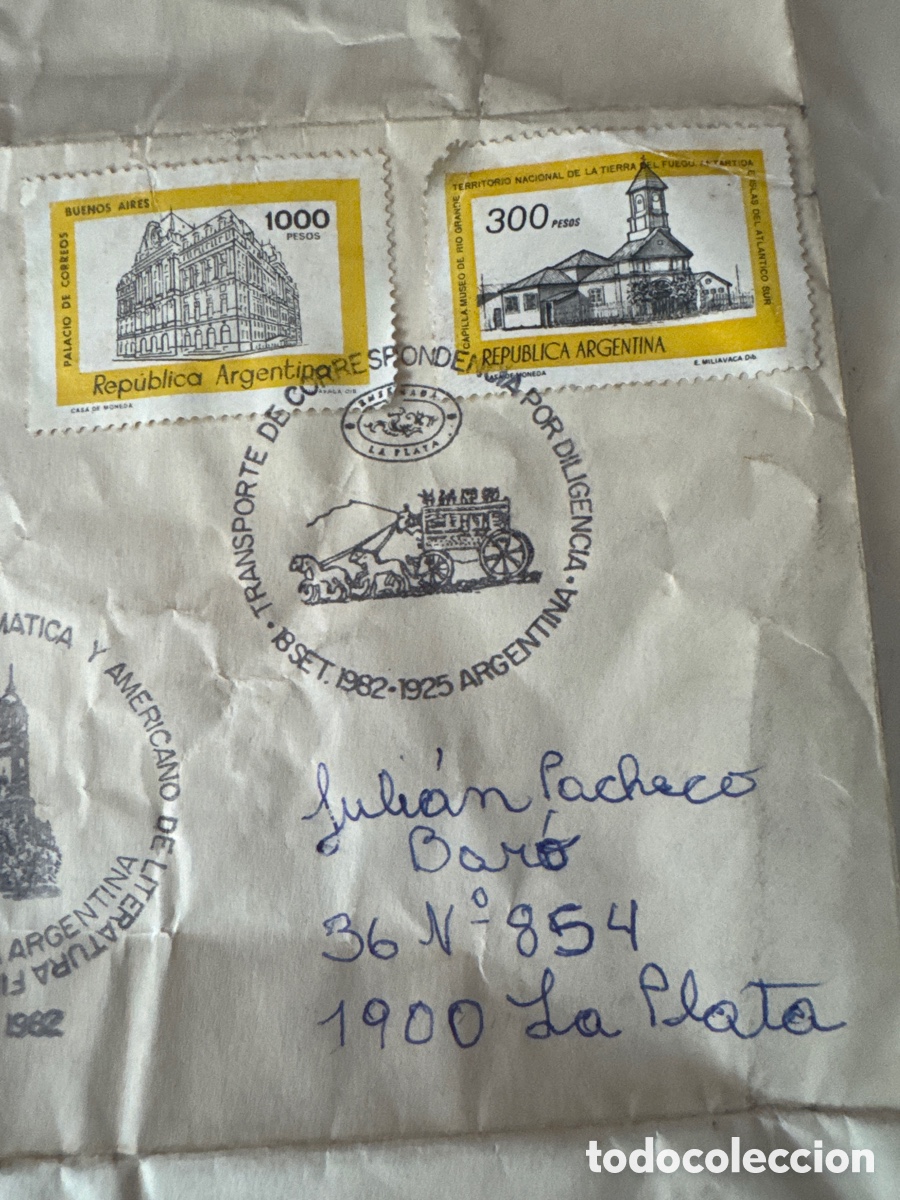 Antig&uuml;edades: Antiguo Sobre Centenario Ciudad De La Plata 1982 - Foto 3