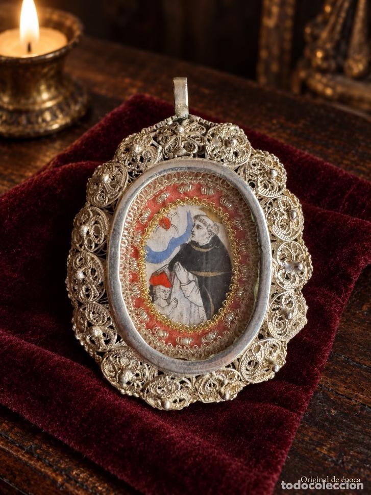 Antig&uuml;edades: (ANT-260900)RELICARIO DE PLATA DE SAN ANTONIO Y NI&Ntilde;O.SELLO CERA,RELIQUIAS S.LEON,S.JUAN...S.XVIII