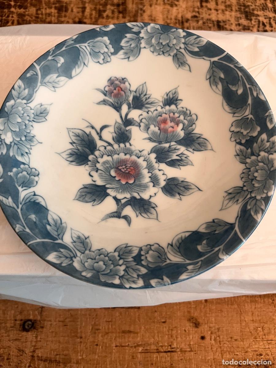 Antiguidades: PLATO DE PORCELANA ORIENTAL CL&Aacute;SICA DECORACI&Oacute;N EN BLANCO Y AZUL