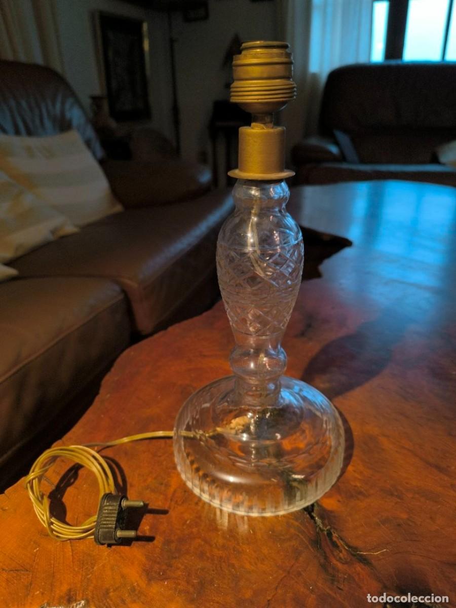 Antig&uuml;edades: ANTIGUO PIE DE LAMARA DE CRISTAL TALLADO 30 CM