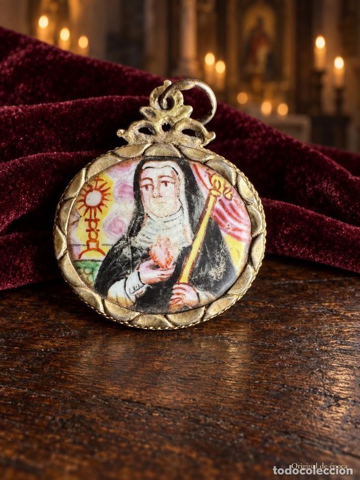 Antig&uuml;edades: (ANT-260908)RELICARIO CON ESMALTES DE STA.TERESA DE JESUS Y DIOS - SIGLO XVIII