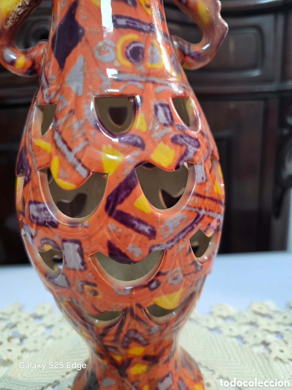 Antig&uuml;edades: Florero multicolor acanalado - Foto 2