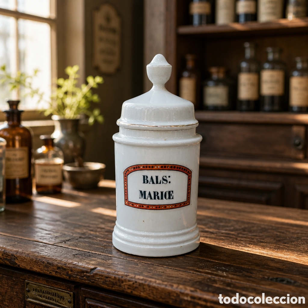 Antig&uuml;edades: TARRO , ALBARELO DE FARMACIA PORCELANA FRANCESA . TAPA RESTAURADA. 24 CM DE ALTO
