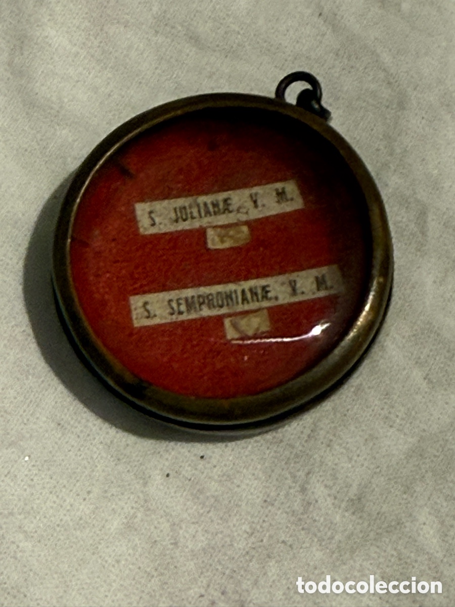 Antig&uuml;edades: Relicario de Santa Juliana y Santa Semproniana &ndash; 2 reliquias &ndash; sello de lacre &ndash; S. XVIII-XIX