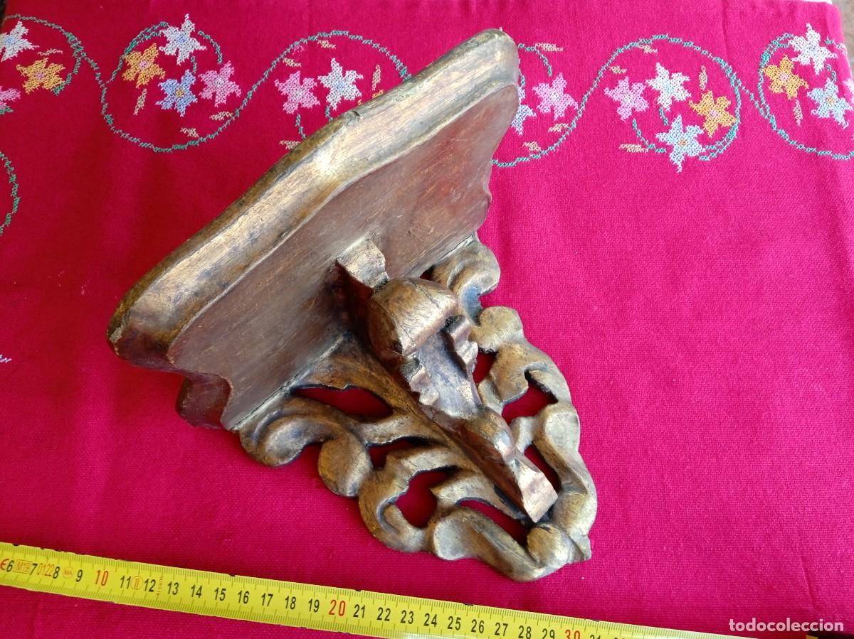 Antig&uuml;edades: M&eacute;nsula antigua repisa de madera para figura