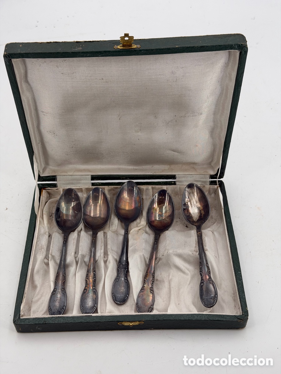 Antig&uuml;edades: Antiguas Cucharas Plateadas en Caja - Foto 2