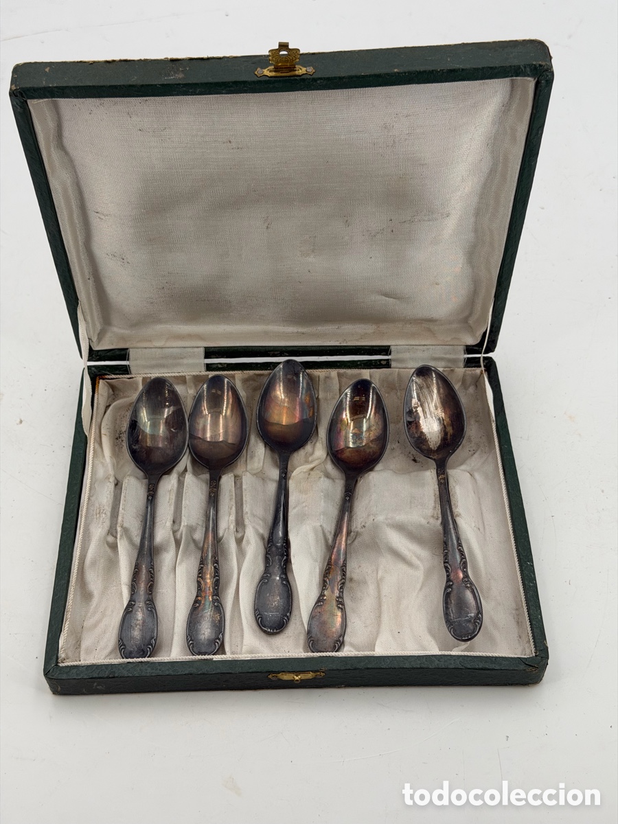 Antig&uuml;edades: Antiguas Cucharas Plateadas en Caja - Foto 3