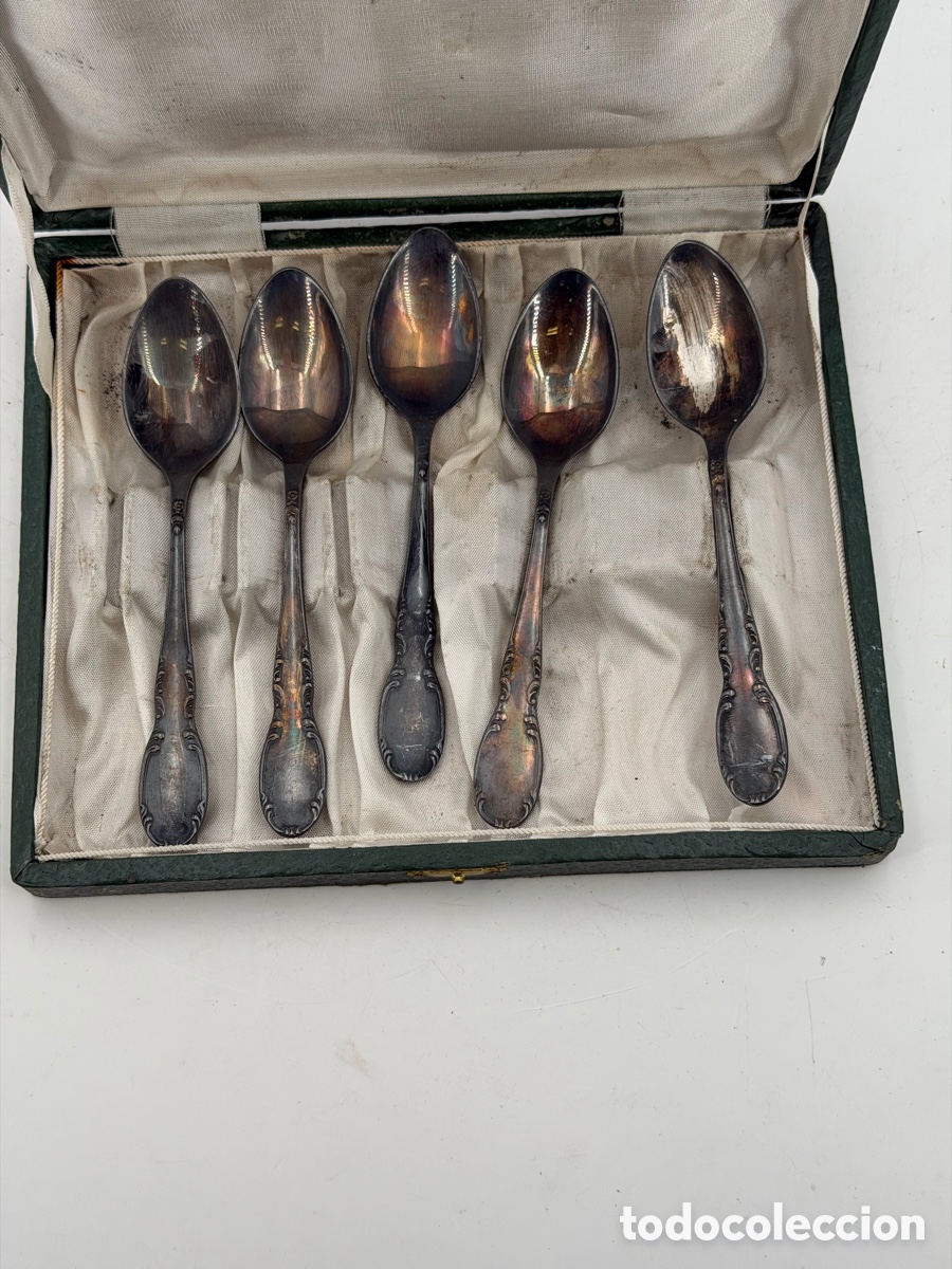 Antig&uuml;edades: Antiguas Cucharas Plateadas en Caja - Foto 4