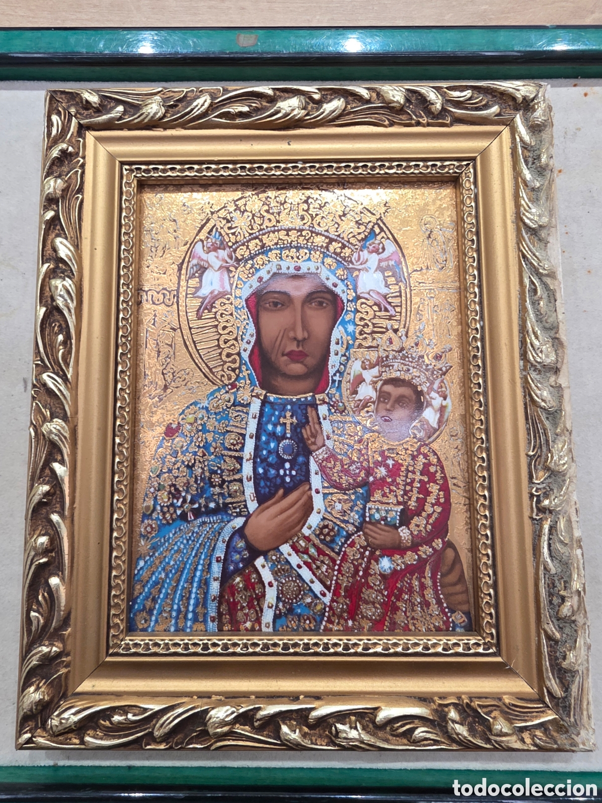 Antig&uuml;edades: Iconograf&iacute;a de la &rdquo; Virgen Negra&rdquo; chapado en 24 k