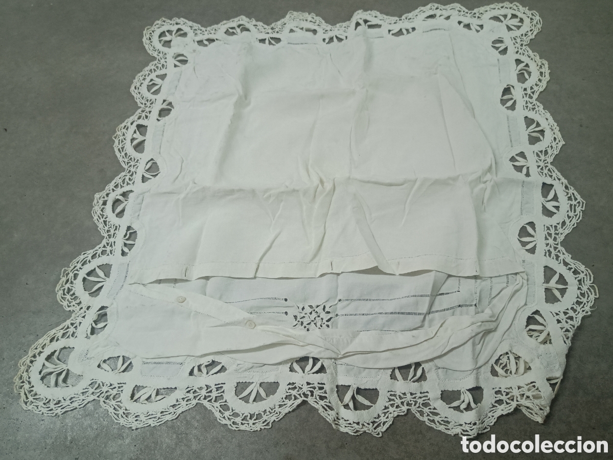 Antig&uuml;edades: FUNDA DE ALMOHADA CON ENCAJES - 67cm - Foto 4