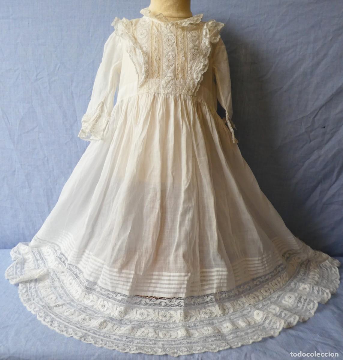 Antig&uuml;edades: ANTIGUO FALD&Oacute;N DE MUSELINA CON ENCAJES PARA NI&Ntilde;A - MU&Ntilde;ECA S.XIX