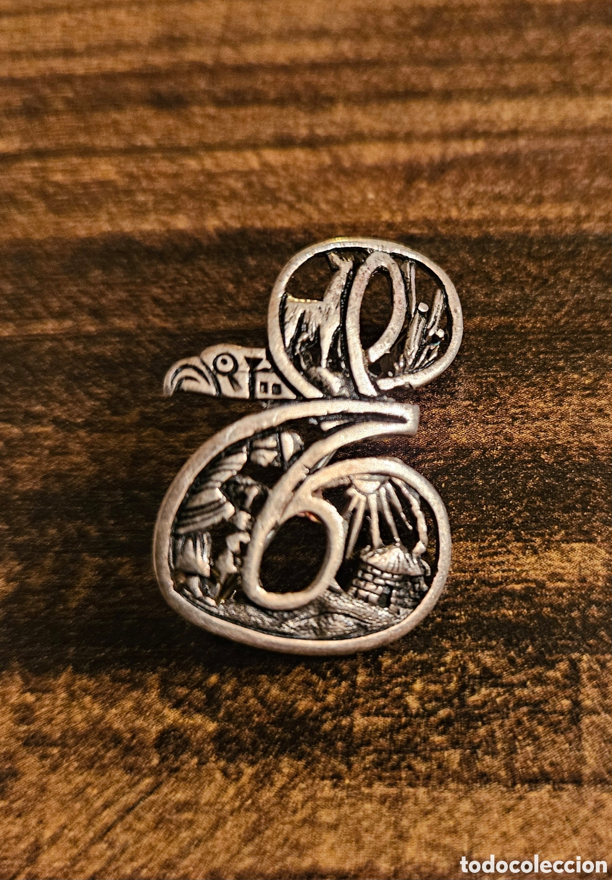 Antig&uuml;edades: Broche de Plata Ley 925 &rdquo;Escena Australiana&rdquo; | Joyer&iacute;a Vintage De Colecci&oacute;n