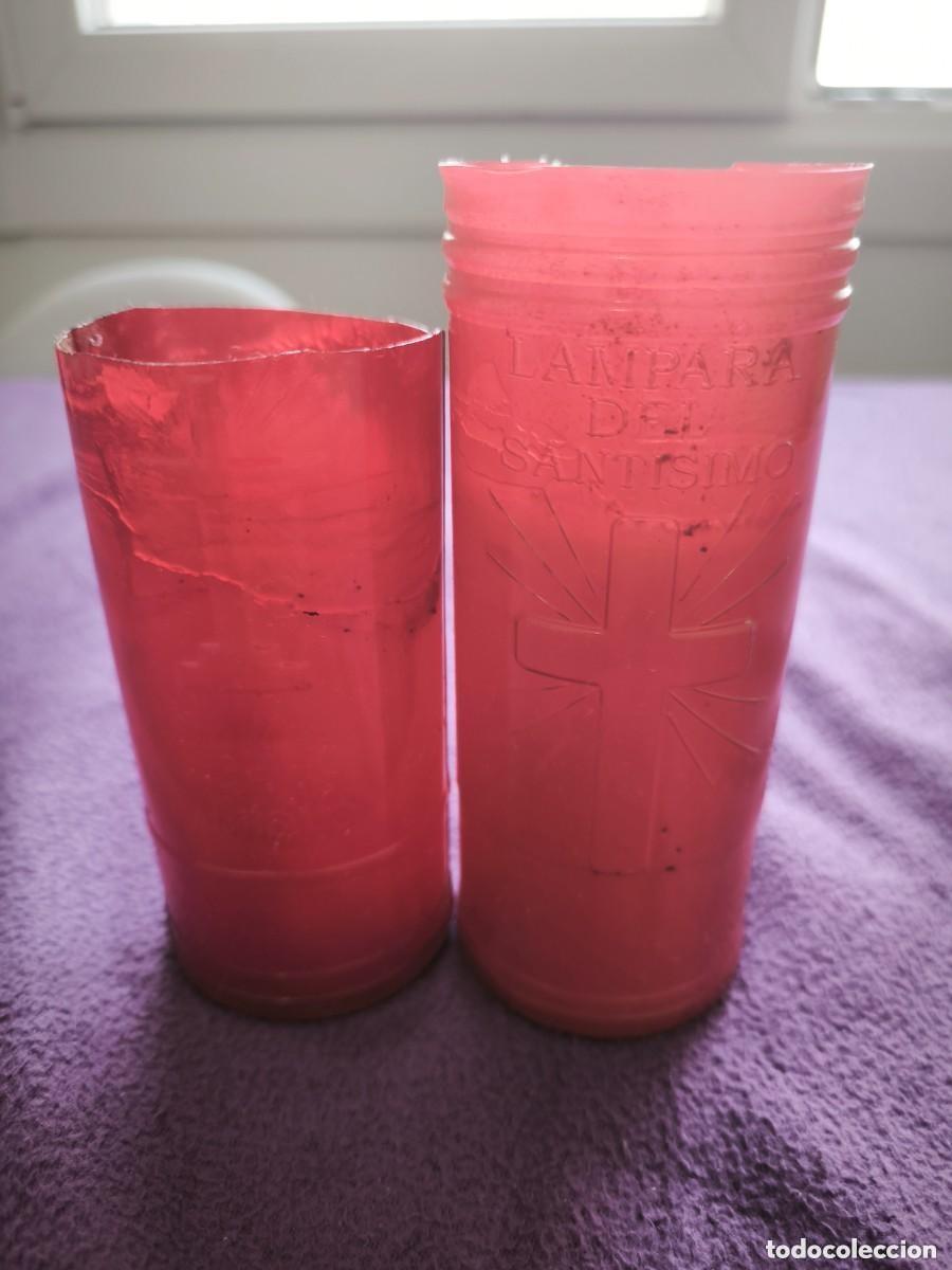 Antiques: Lote 2 Velas Rojas L&aacute;mpara Del Sant&iacute;simo &ndash; Religiosas Y Decorativas &ndash; Uso Devocional Y Dom&eacute;stico