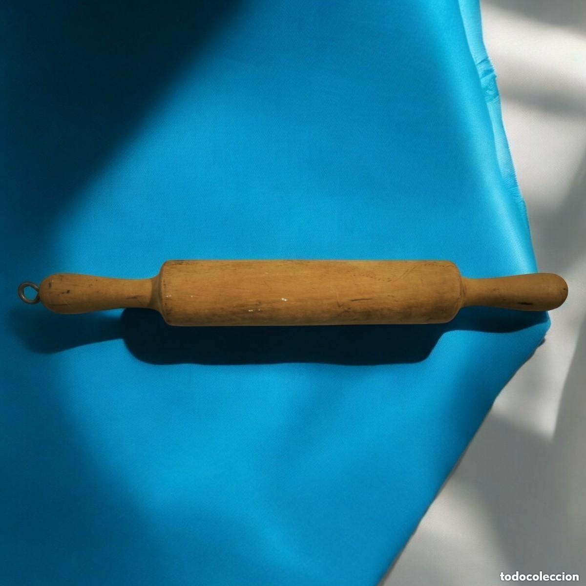 Antig&uuml;edades: Rodillo de Cocina Vintage de Madera Maciza &ndash; Utensilio Cl&aacute;sico Tradicional 43 cm