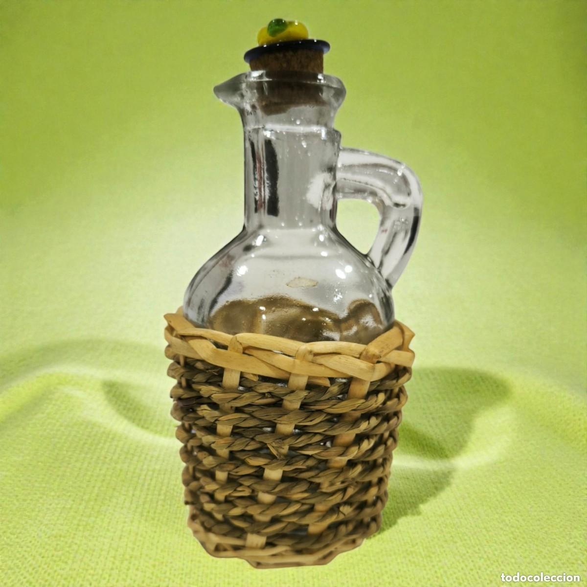 Antiques: Aceitera De Cristal Con Funda De Mimbre &ndash; Botella R&uacute;stica De Cocina Tradicional