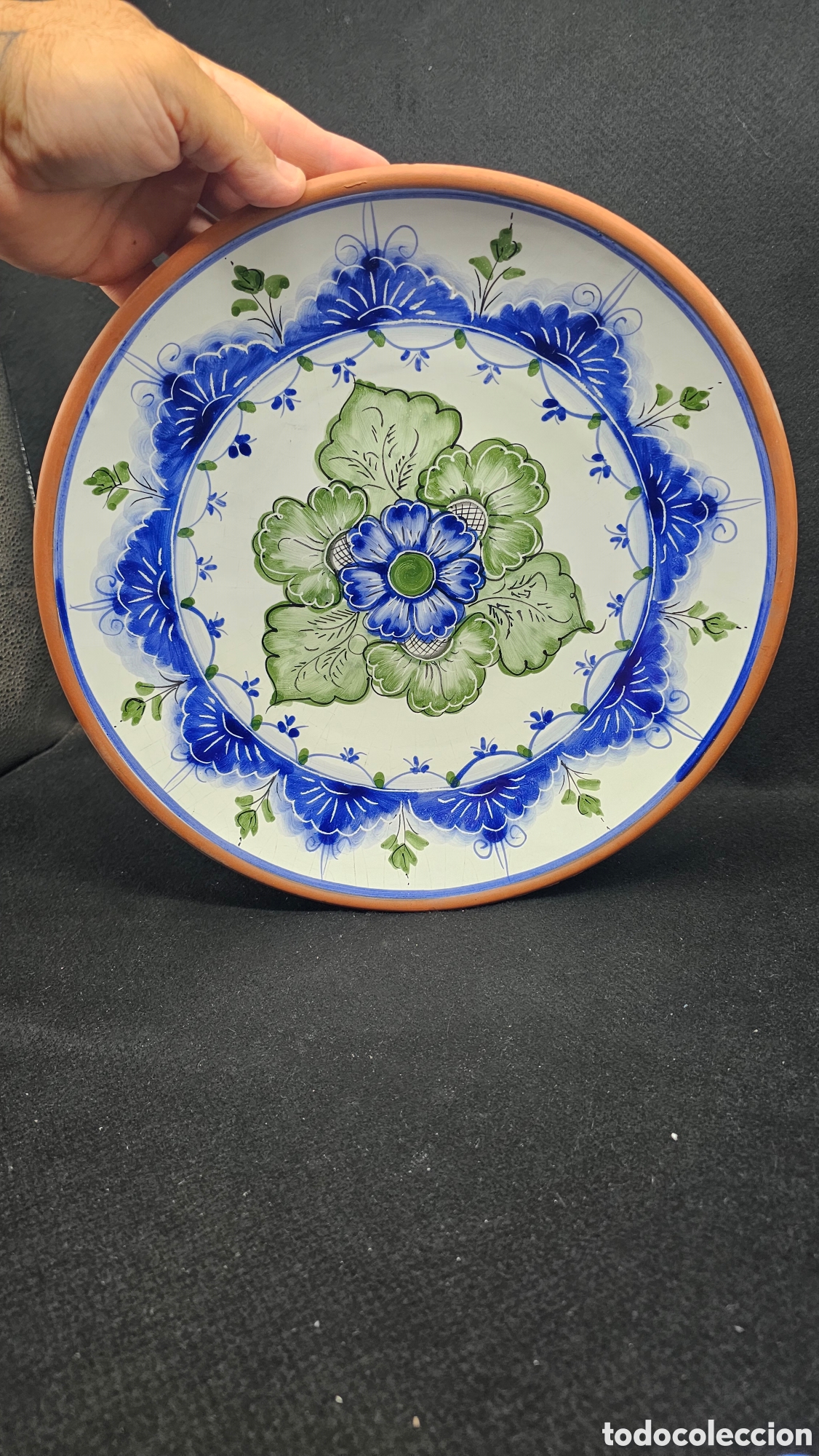 Antig&uuml;edades: Precioso plato grande pintado a mano