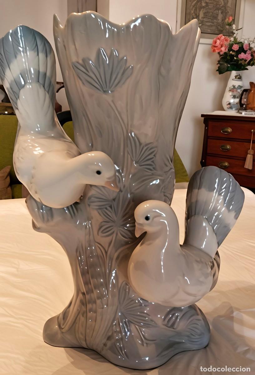 Antig&uuml;edades: FLORERO JARR&Oacute;N VINTAGE TENGRA PORCELANA ESPA&Ntilde;OLA PINTADO A MANO 34 CM