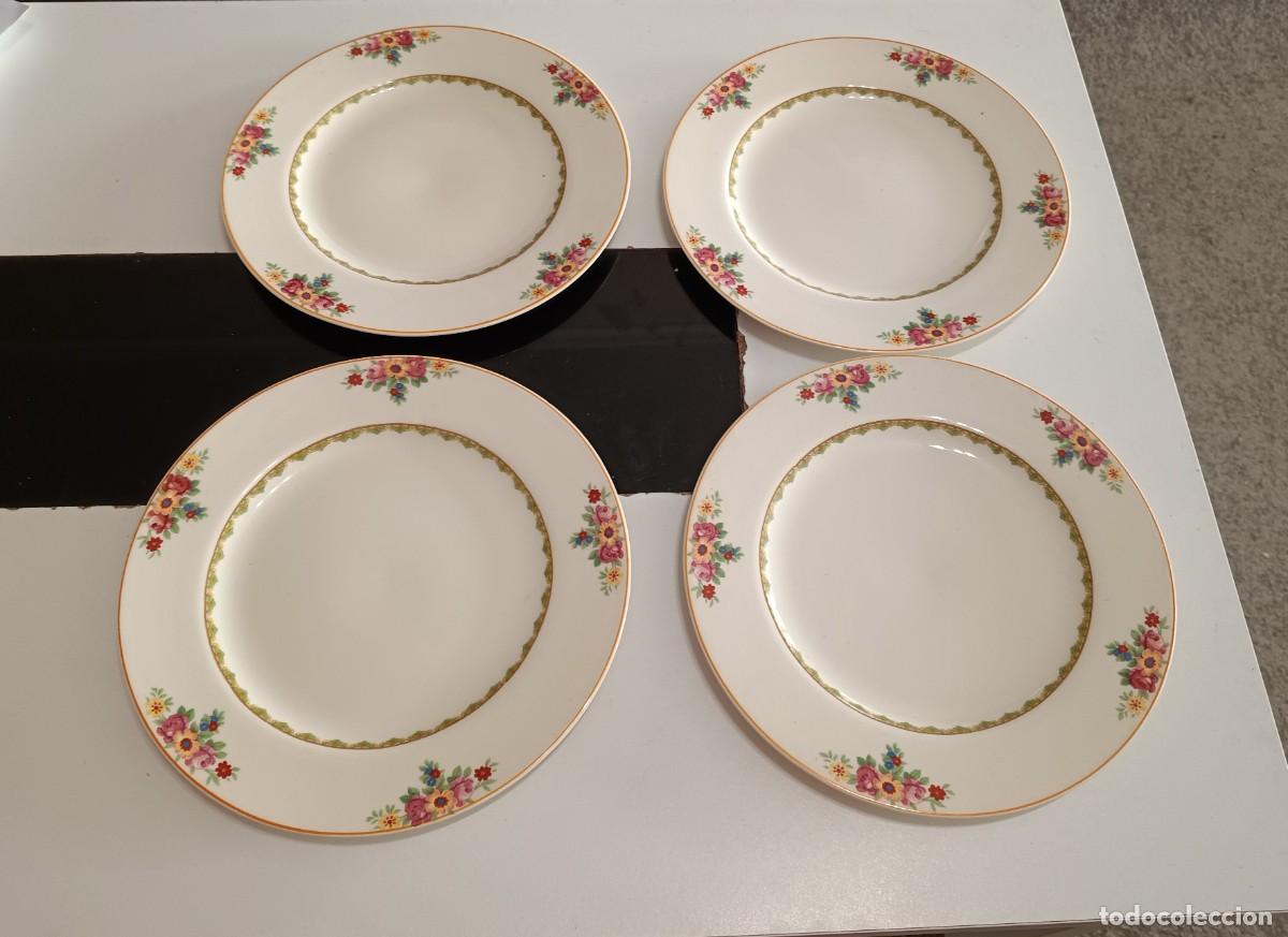 Antiques: BONITO JUEGO DE 4 PLATOS DE PORCELANA ANTIGUOS DE 1910-1930,DE J &G MEAKIN, PATR&Oacute;N SOL