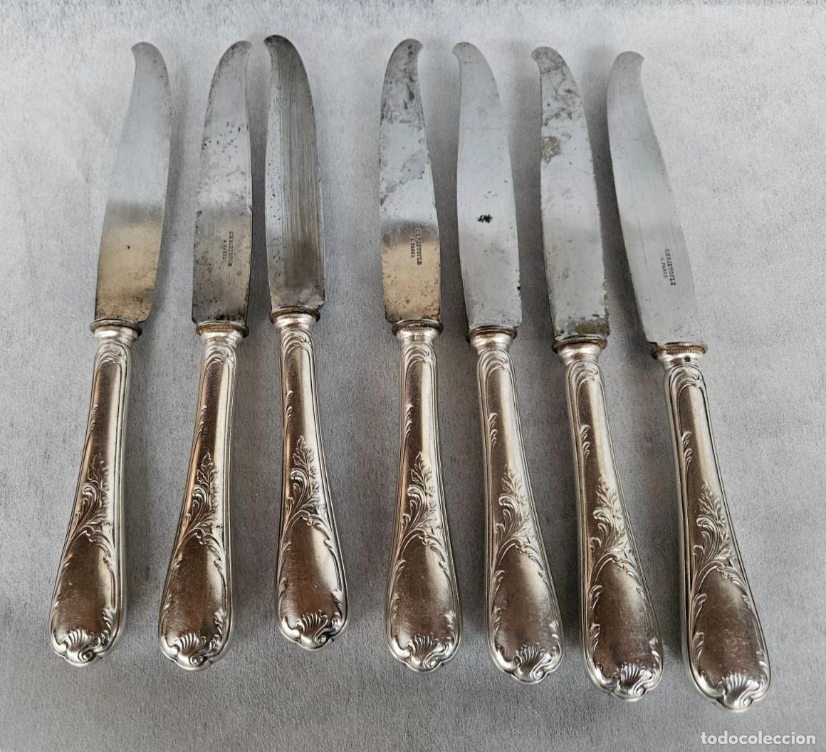 Antig&uuml;edades: XIX SIECLE 7 COUTEAUX RECOURBES CHARLES CHRISTOFLE MODELE MARLY