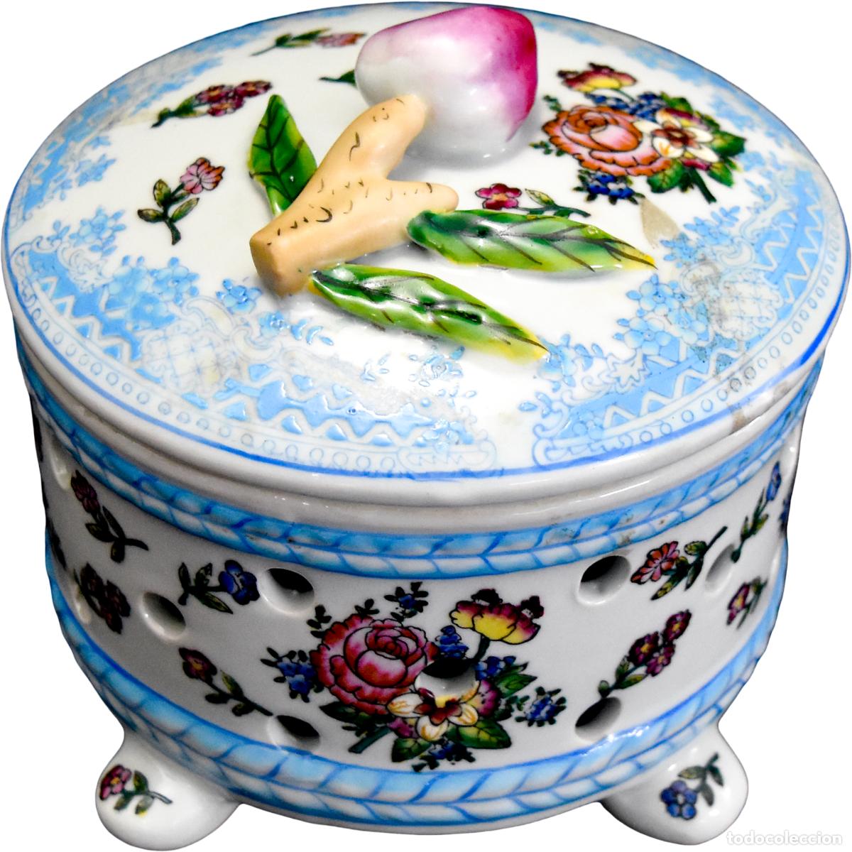 Antig&uuml;edades: Caja de porcelana china pintada a mano