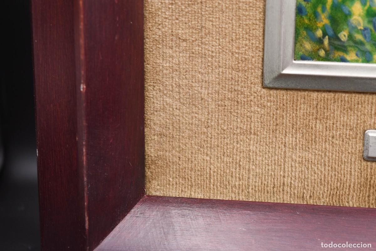 Antig&uuml;edades: Cubre caja de luces de madera y esmalte central - Foto 7