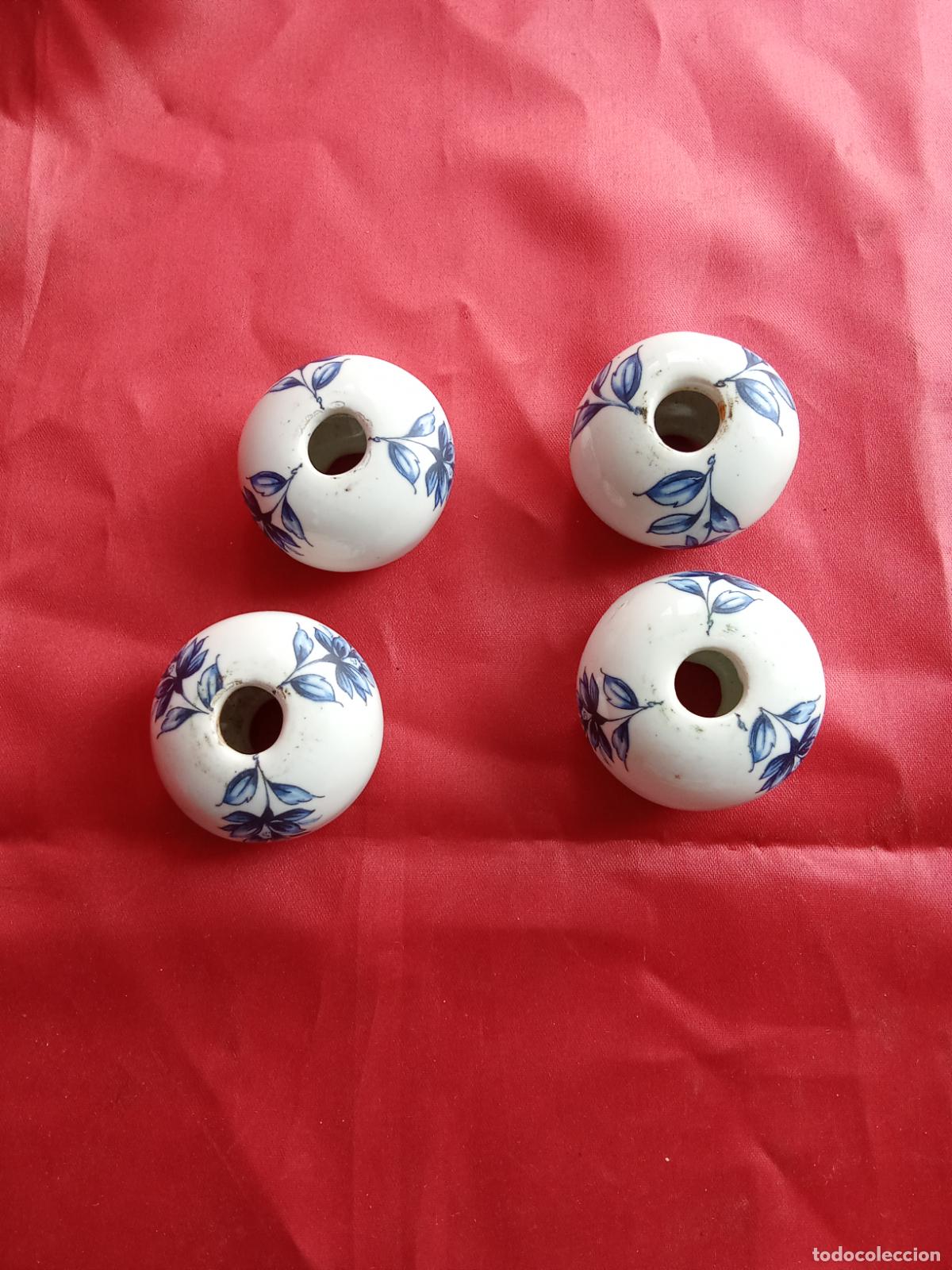 Antig&uuml;edades: Lote de 4 piezas de l&aacute;mpara porcelana de Delft C.Cer&aacute;mica