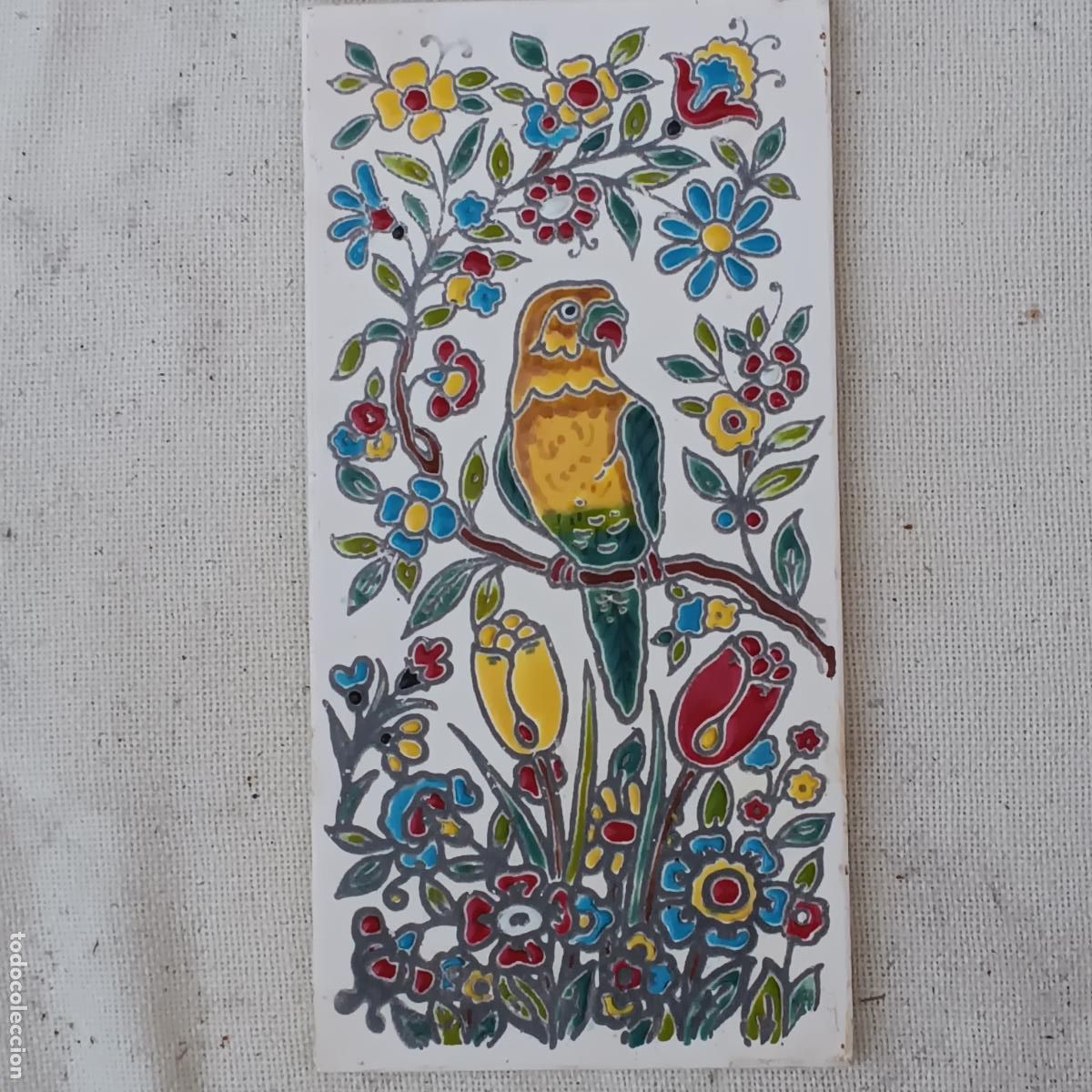 Antiquit&auml;ten: AZULEJO EN CERAMICA DE CUERDA SECA.
